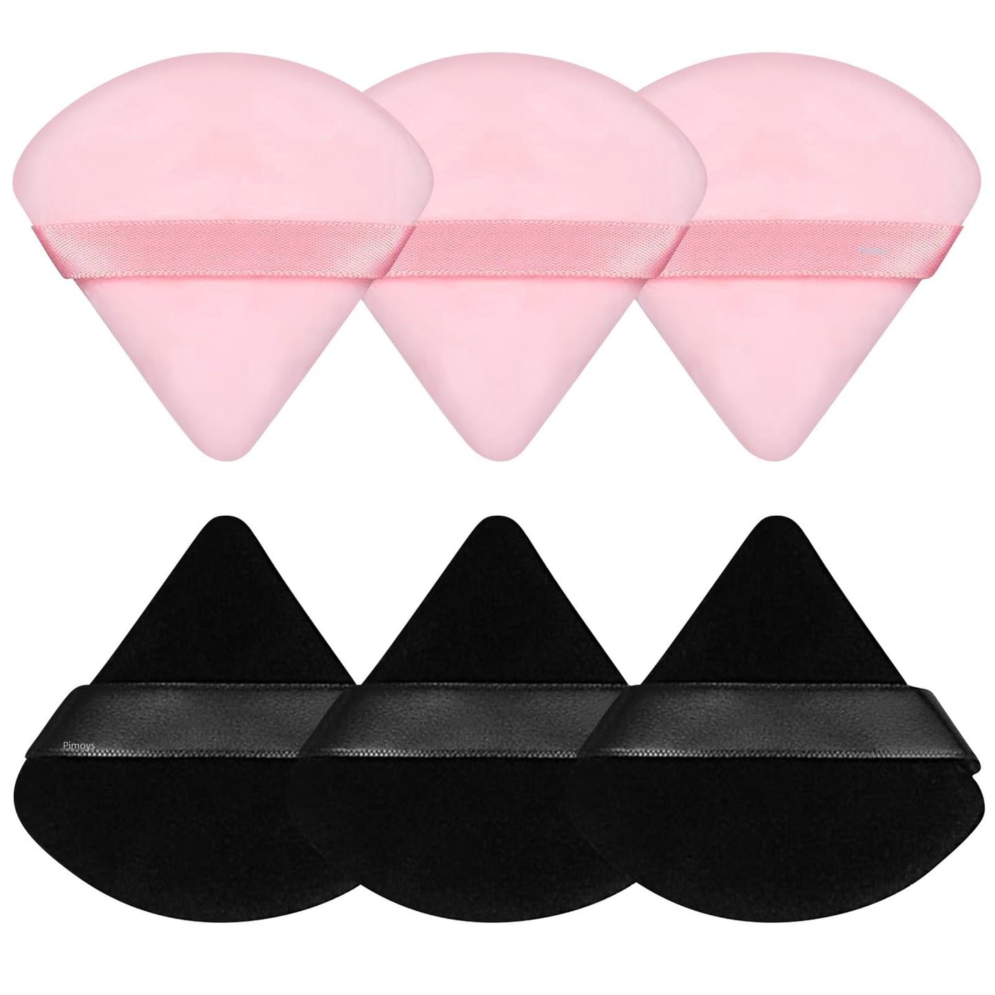 Pimoys 6 Pieces Powder Puff, Face Makeup Sponge Soft Velour Triangle Powder Puffs Beauty Sponge for Loose Powder (Black, Pink)