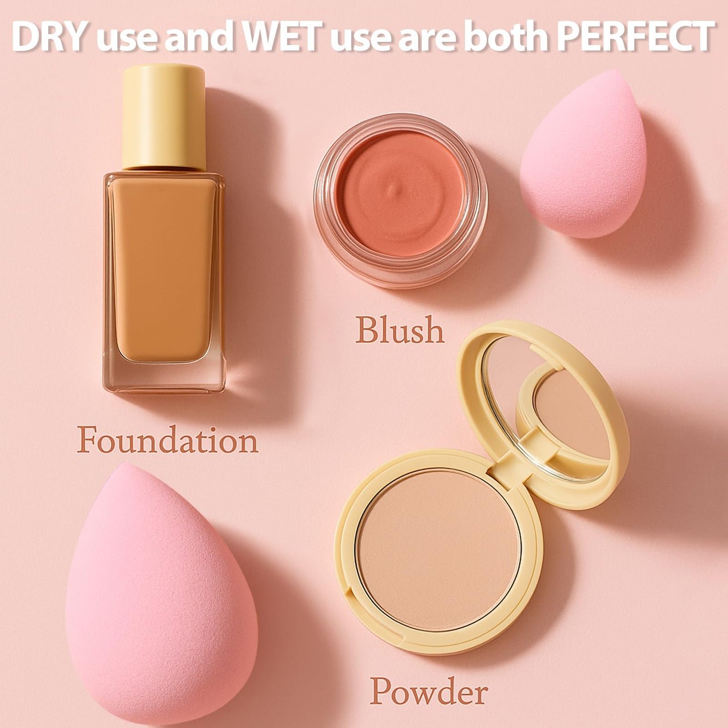 Makeup Sponge Set Foonbe Blender Sponges 7 Pcs for Liquid, Cream, and Powder, Latex Free, Multi colored Beauty Sponges with 1 Mini Sponge, Vegan & Cruelty-Free
