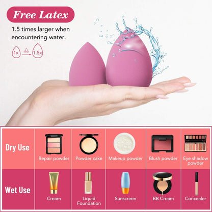 14PCS Makeup Sponge Set, Beauty Blender Sponge for Foundation Blending with 3PCS Mini Makeup Sponges & 4PCS Triangle Powder Puff, Soft Make Up Sponges for Face Cosmetic Applicator for Powder Liquid