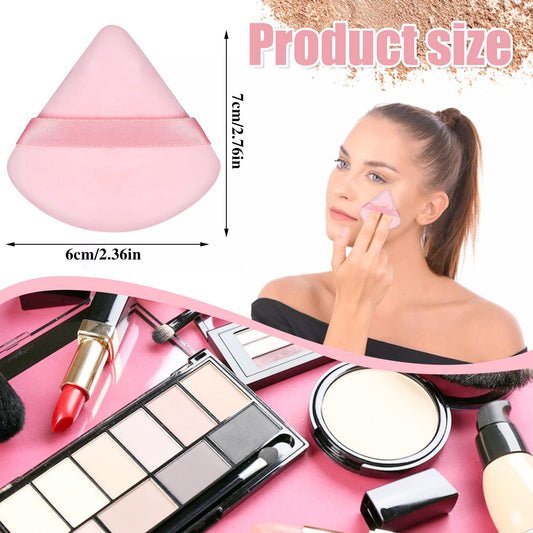 Pimoys 6 Pieces Powder Puff, Face Makeup Sponge Soft Velour Triangle Powder Puffs Beauty Sponge for Loose Powder (Black, Pink)