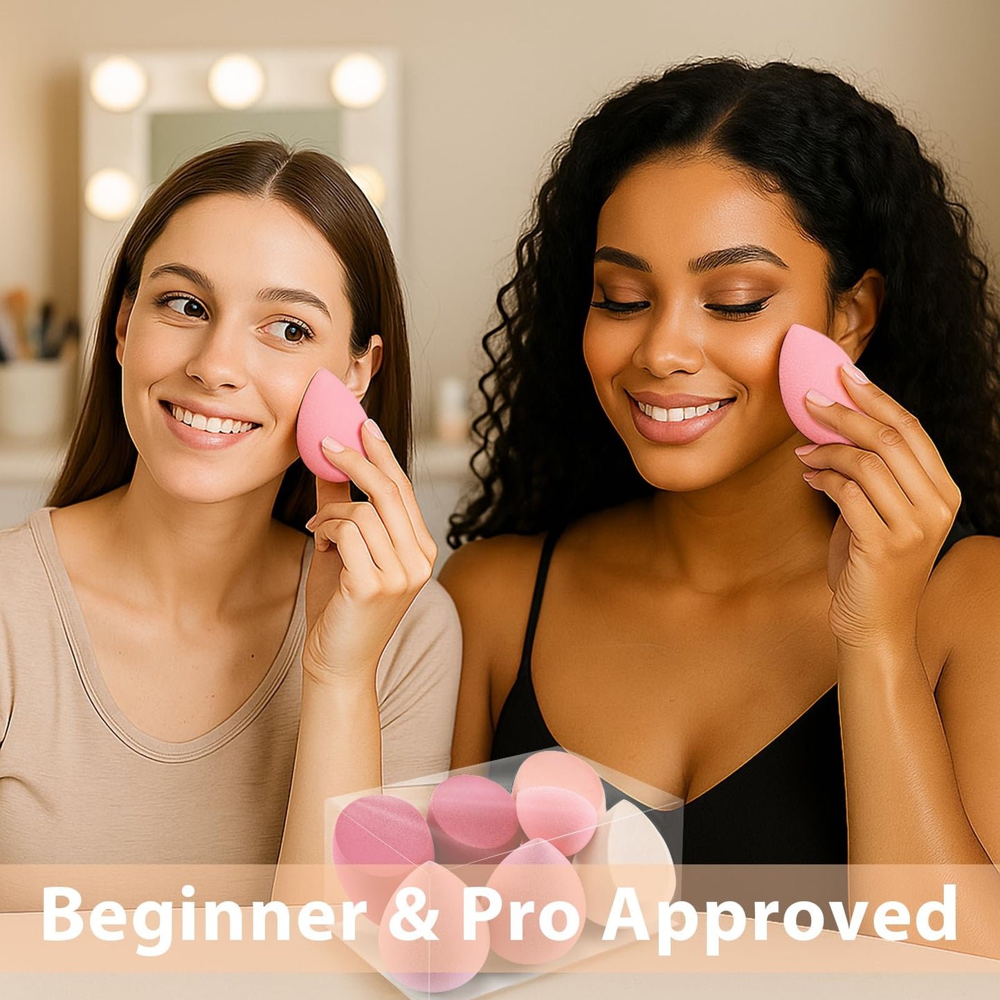 Makeup Sponge Set Foonbe Blender Sponges 7 Pcs for Liquid, Cream, and Powder, Latex Free, Multi colored Beauty Sponges with 1 Mini Sponge, Vegan & Cruelty-Free