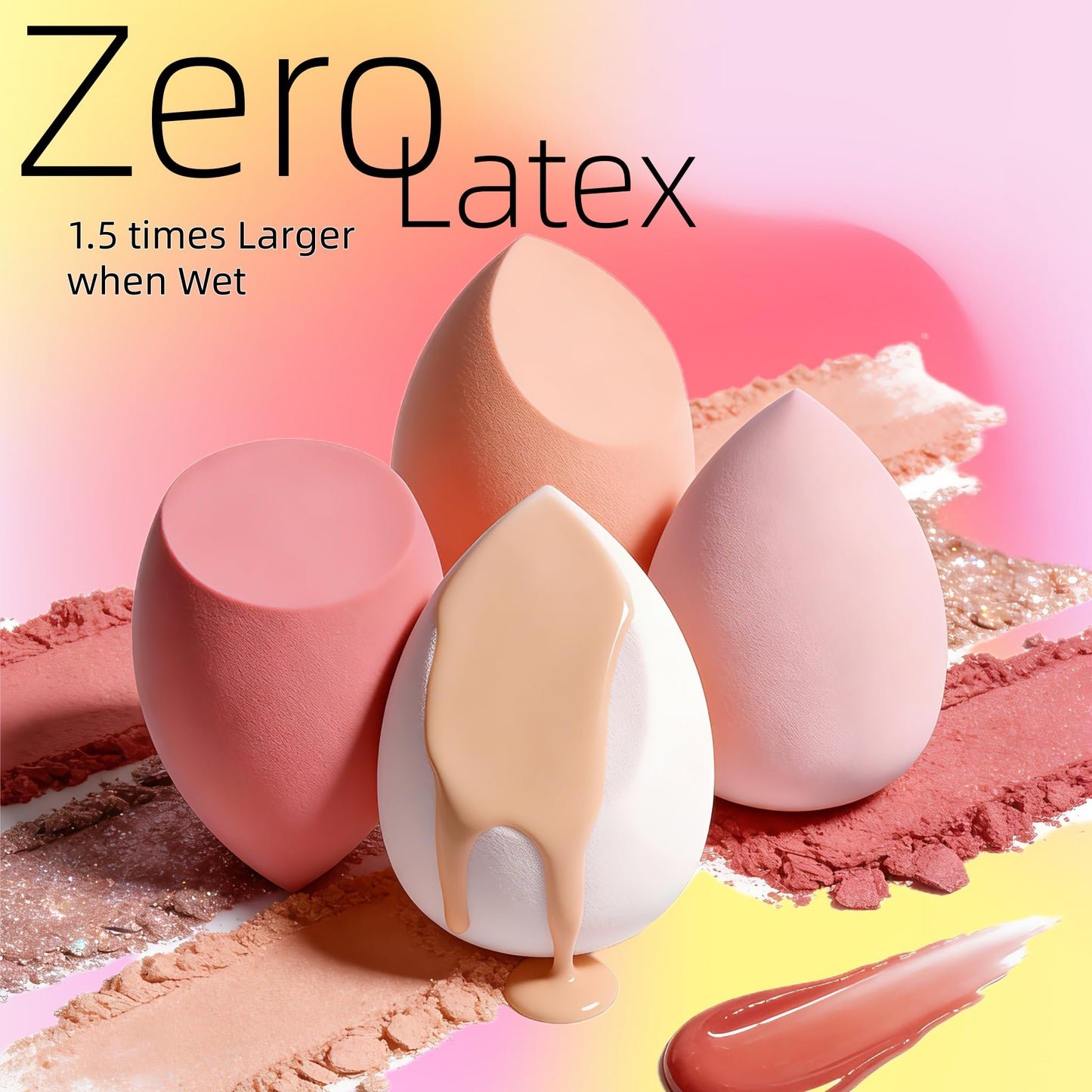 Makeup Sponge Set BS-MALL with Storage Case 7 Pcs for Liquid, Cream, and Powder,SAVE Foundation with 1 Mini Makeup Sponge For Travel Daily Use (A-Pink）